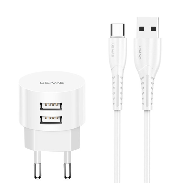 USAMS T20 Nabíjecí adaptér 2x USB 2.1A bílý