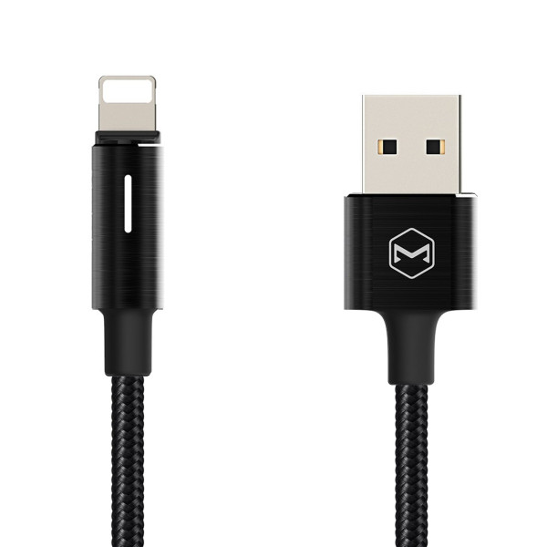 MCDODO nabíjecí datový kabel černý Lightning 8pin smart LED 1.2m pro Apple iPhone