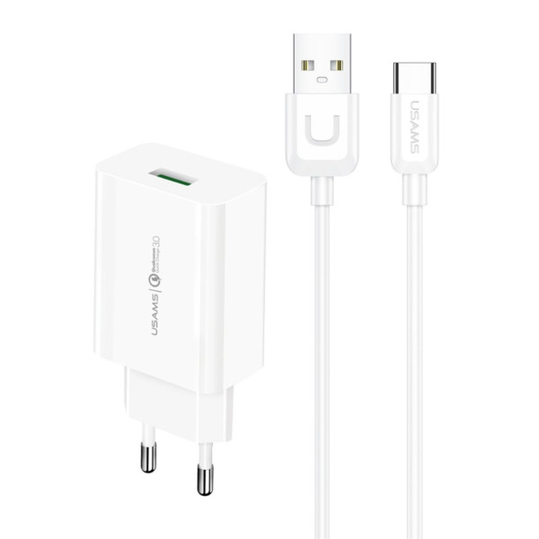 USAMS Nabíječka 18W Fast charging + USB C kabel 1m set US-T48 T22