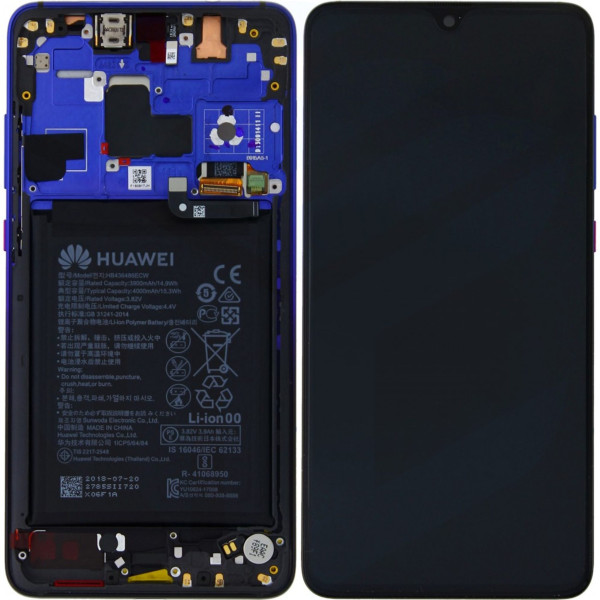 Huawei Mate 20 LCD OLED Display dotykové sklo (Service Pack) Twilight/Purple