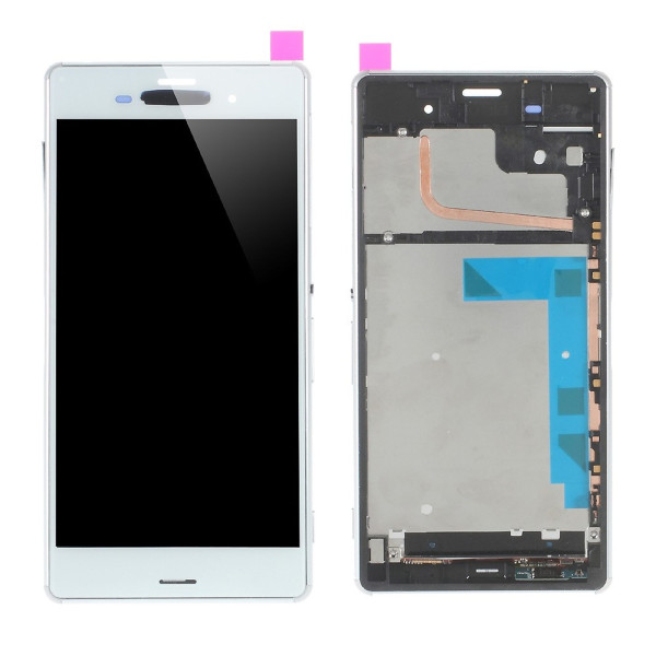 Sony Xperia Z3 LCD displej bílý včetně rámečku komplet stříbrný D6603