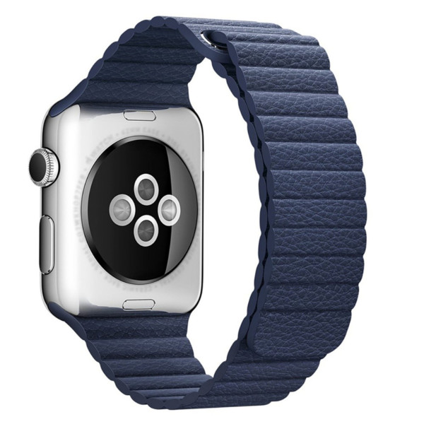 Apple Watch 42mm 44MM řemínek kožený provlékací modrý