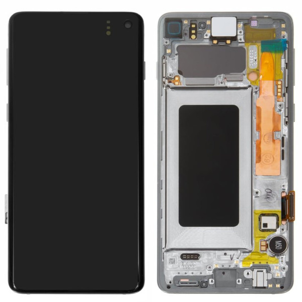 Samsung Galaxy S10 LCD displej Amoled včetně rámu bílý G973 (Service Pack)