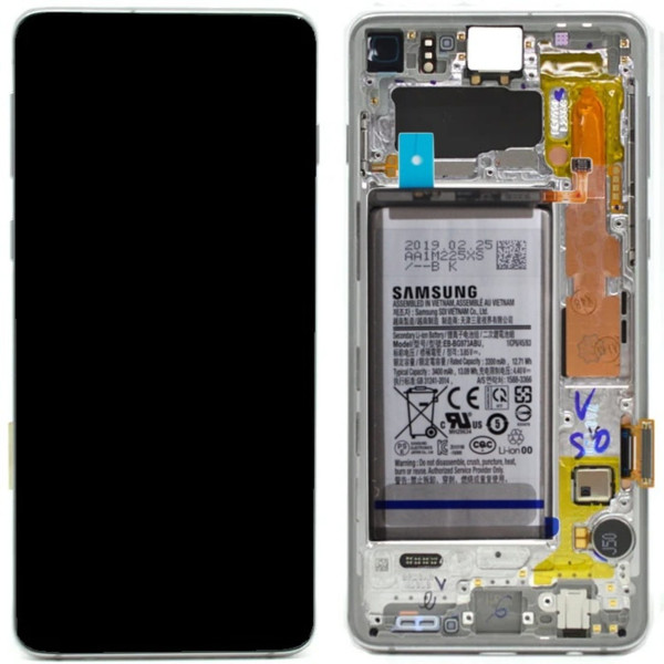 Samsung Galaxy S10 G973 LCD displej Amoled dotykové sklo + baterie (Service Pack) stříbrný