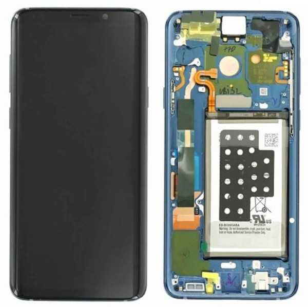 Samsung Galaxy S9 Plus G965 LCD displej dotykové sklo včetně rámečku a baterie (Service Pack) Blue coral