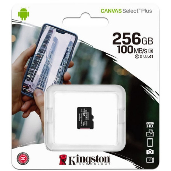 Paměťová karta microSDXC Kingston Canvas Select Plus 256GB, Class 10 / UHS-1 U1